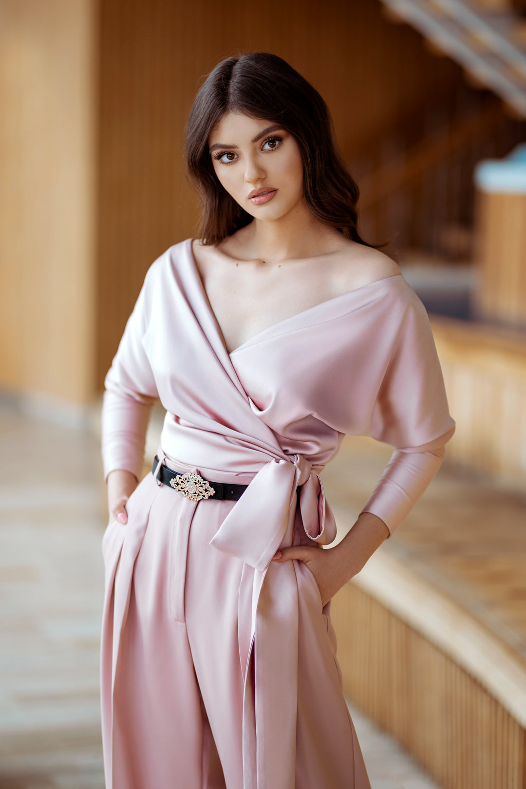 Michelle Satin Top In Petal
