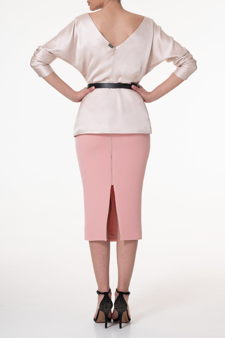 Elegant Satin Blouse In Cipria