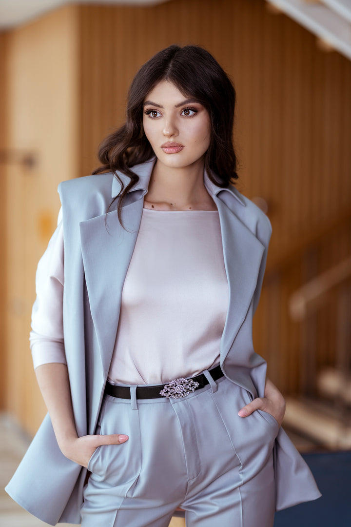 Elegant Satin Blouse In Cipria
