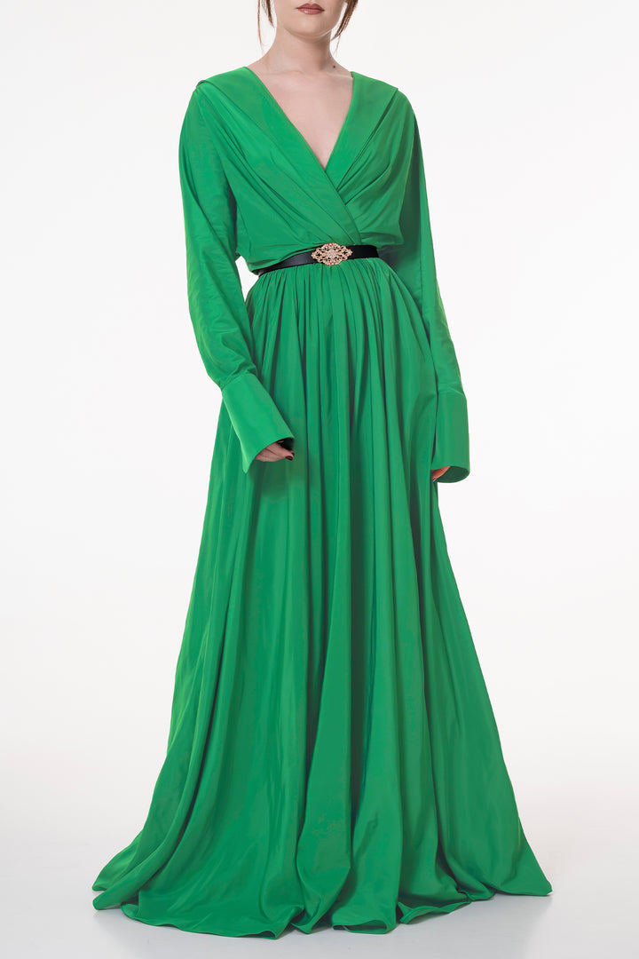 Carrie Emerald Taffeta Long Dress