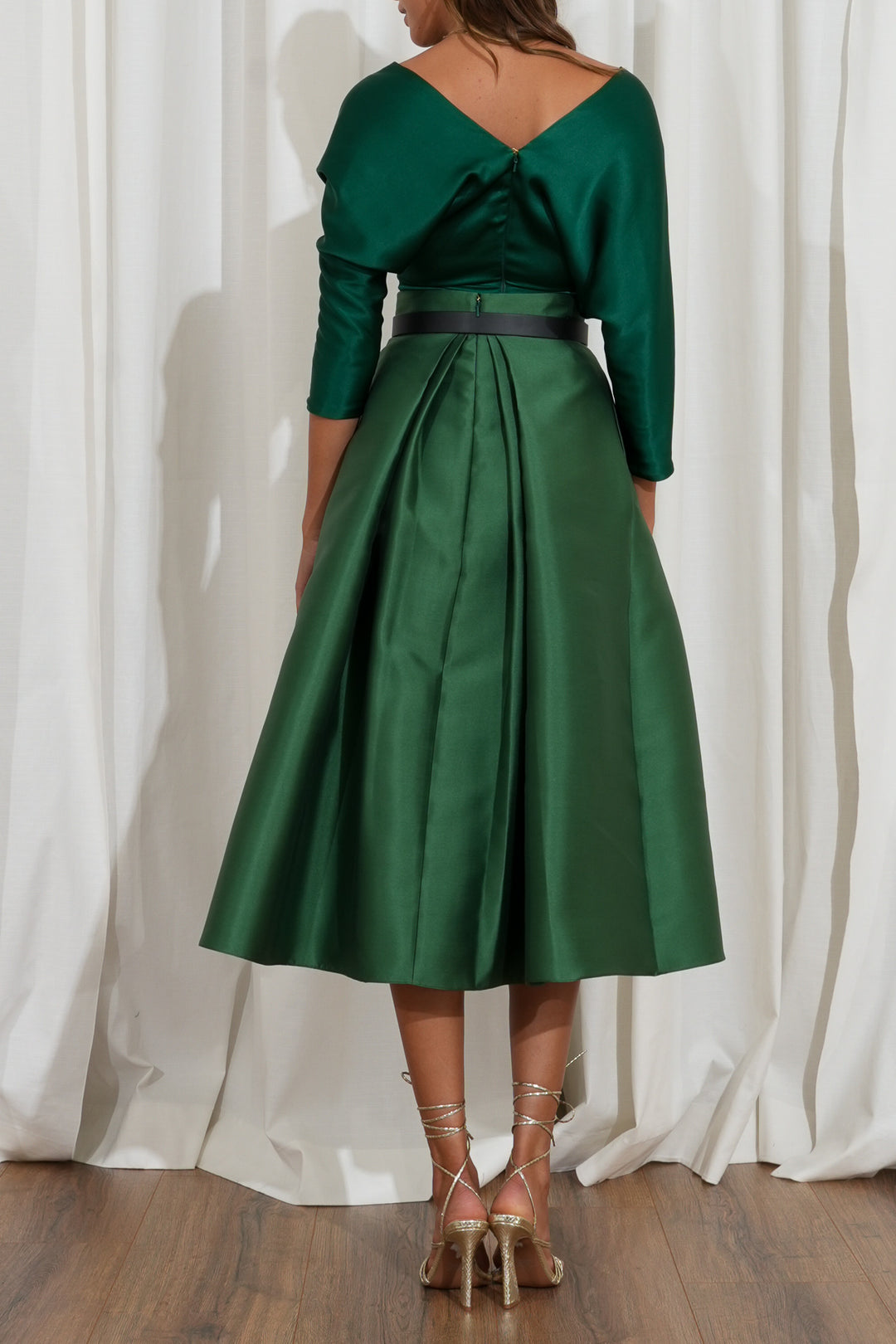 Jasmine Structured Emerald Mikado Skirt