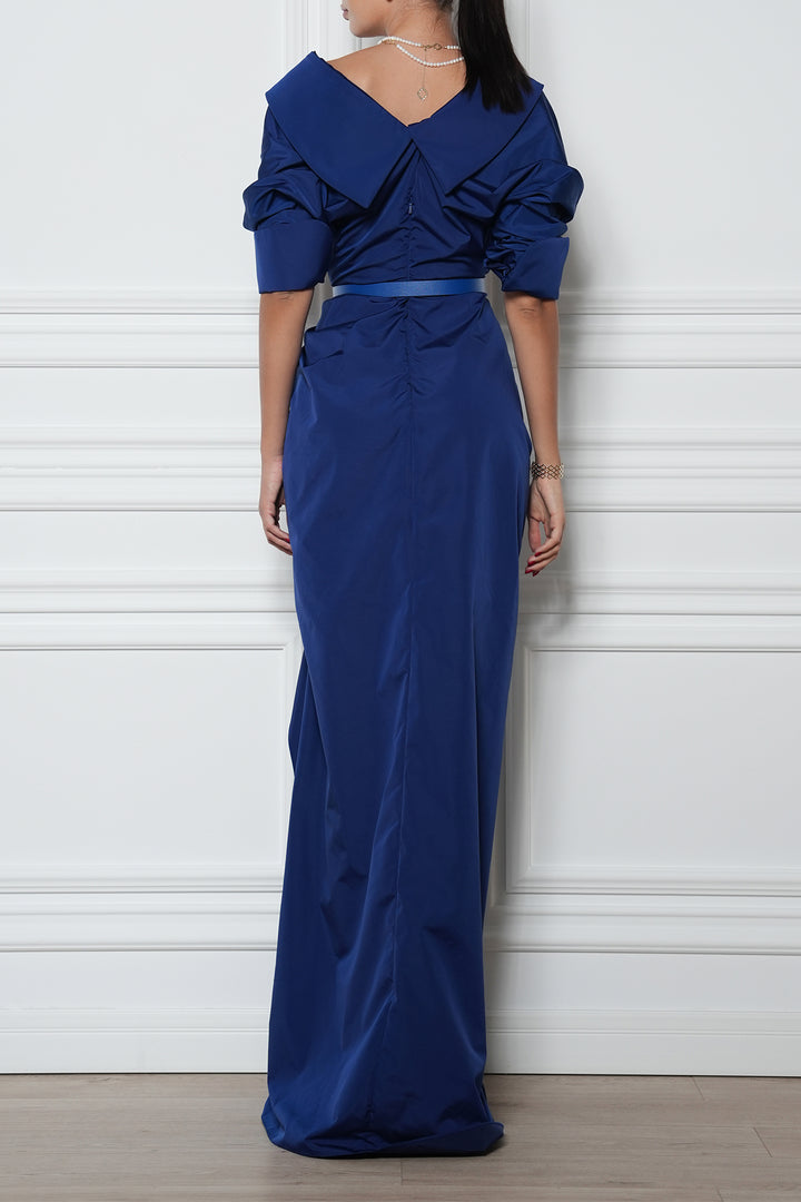 Sabina Royal Blue Taffeta Long Dress