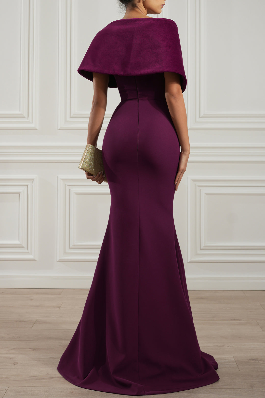 Kavya Crepe Velvet Gown In Dark-Purple
