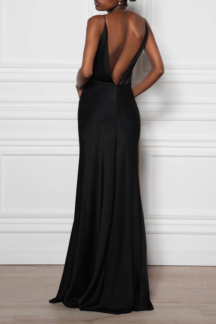 Paloma Ivory Slip Dress In Black