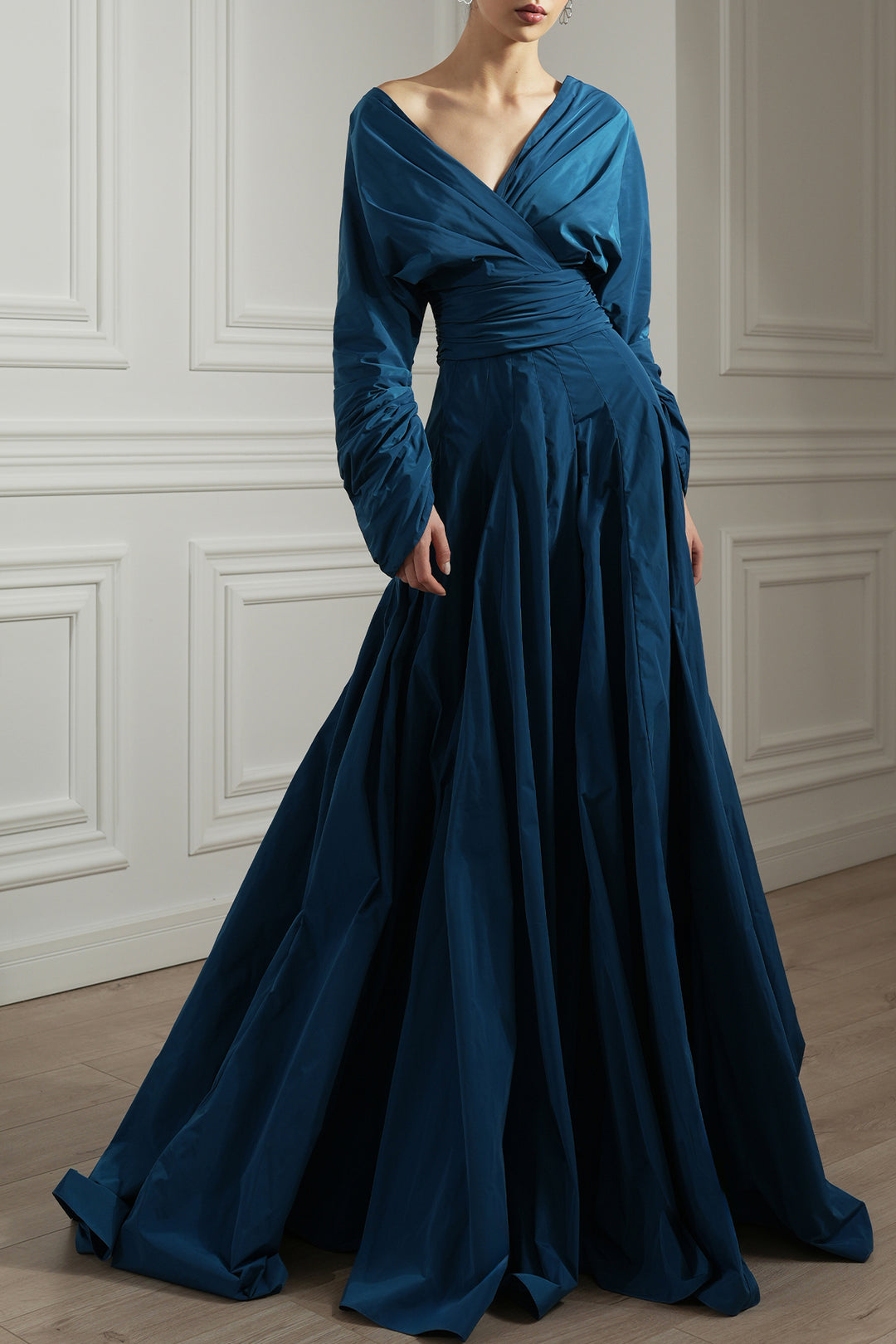 Celia Blue Taffeta Long Dress