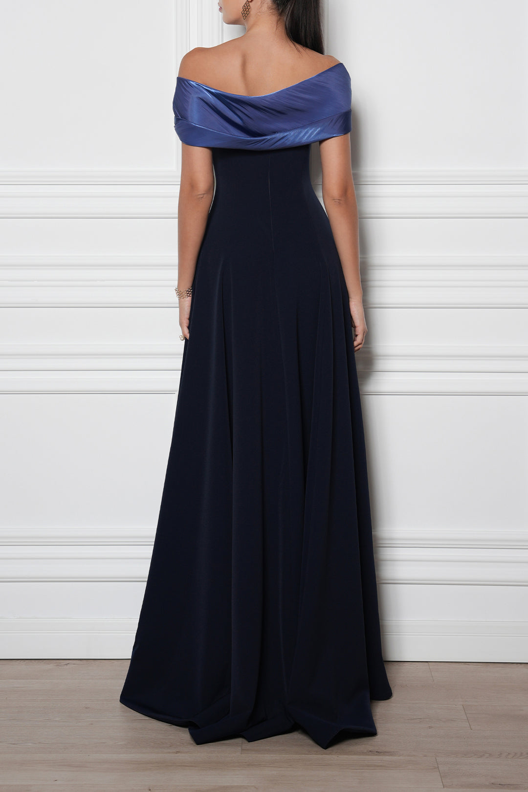 Salma Midnight Blue Crepe Long Dress