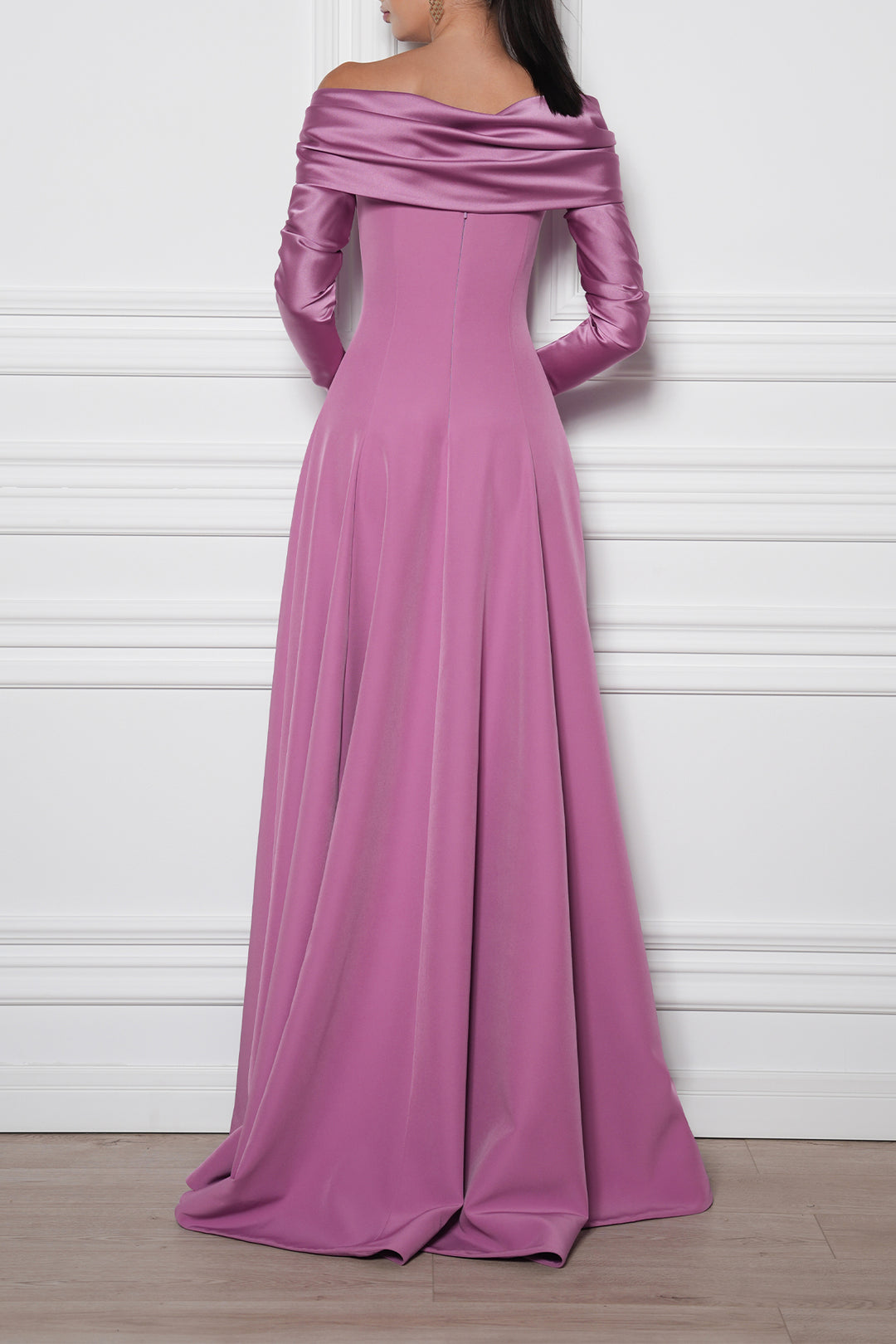 Salma Crepe Long Dress In Hydrangea