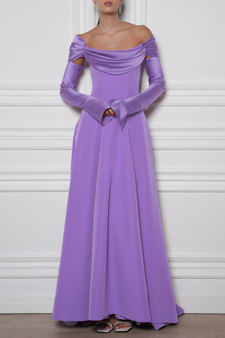 Salma Crepe Long Dress In Wisteria