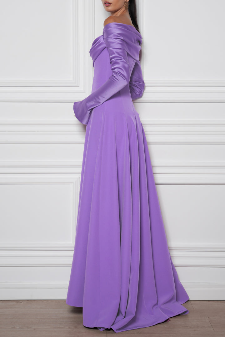 Salma Crepe Long Dress In Wisteria