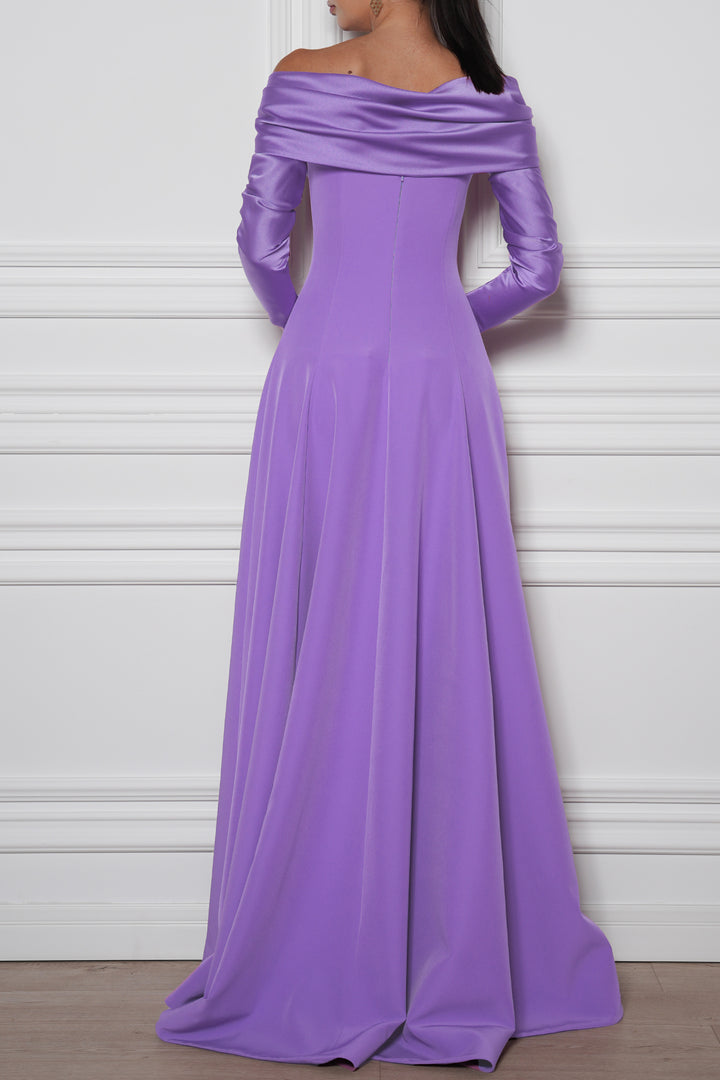 Salma Crepe Long Dress In Wisteria