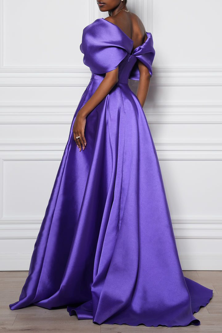 Arwa Mikado Long Dress In Electric-Purple
