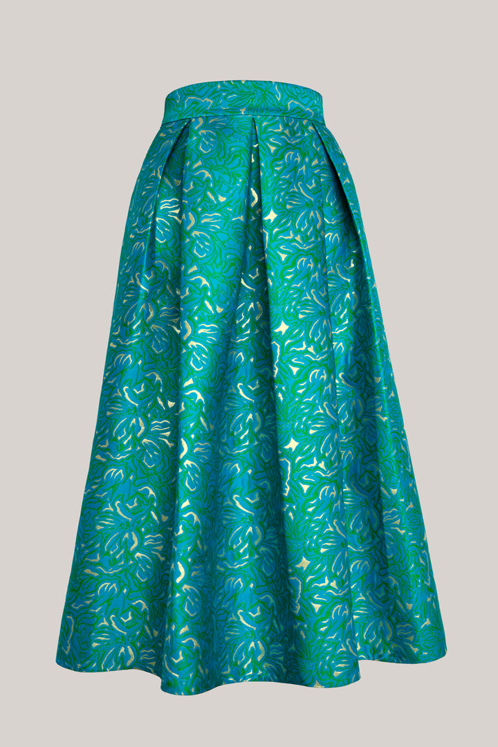 Jasmine Brocade Skirt In Teal
