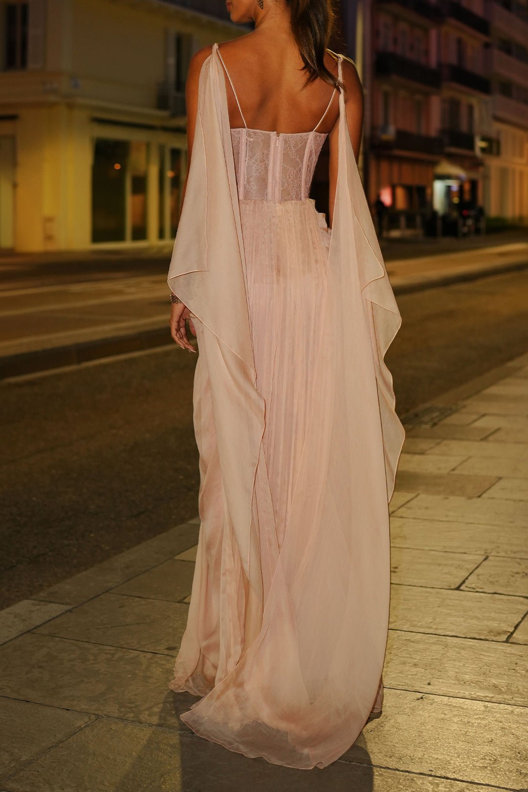 Dream Silk Chiffon Dress In Blush