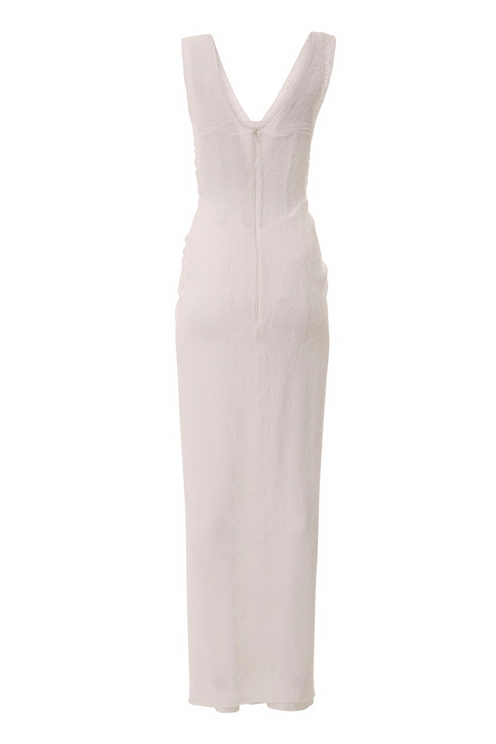 Ines Stretch Lace Dress In Off-White