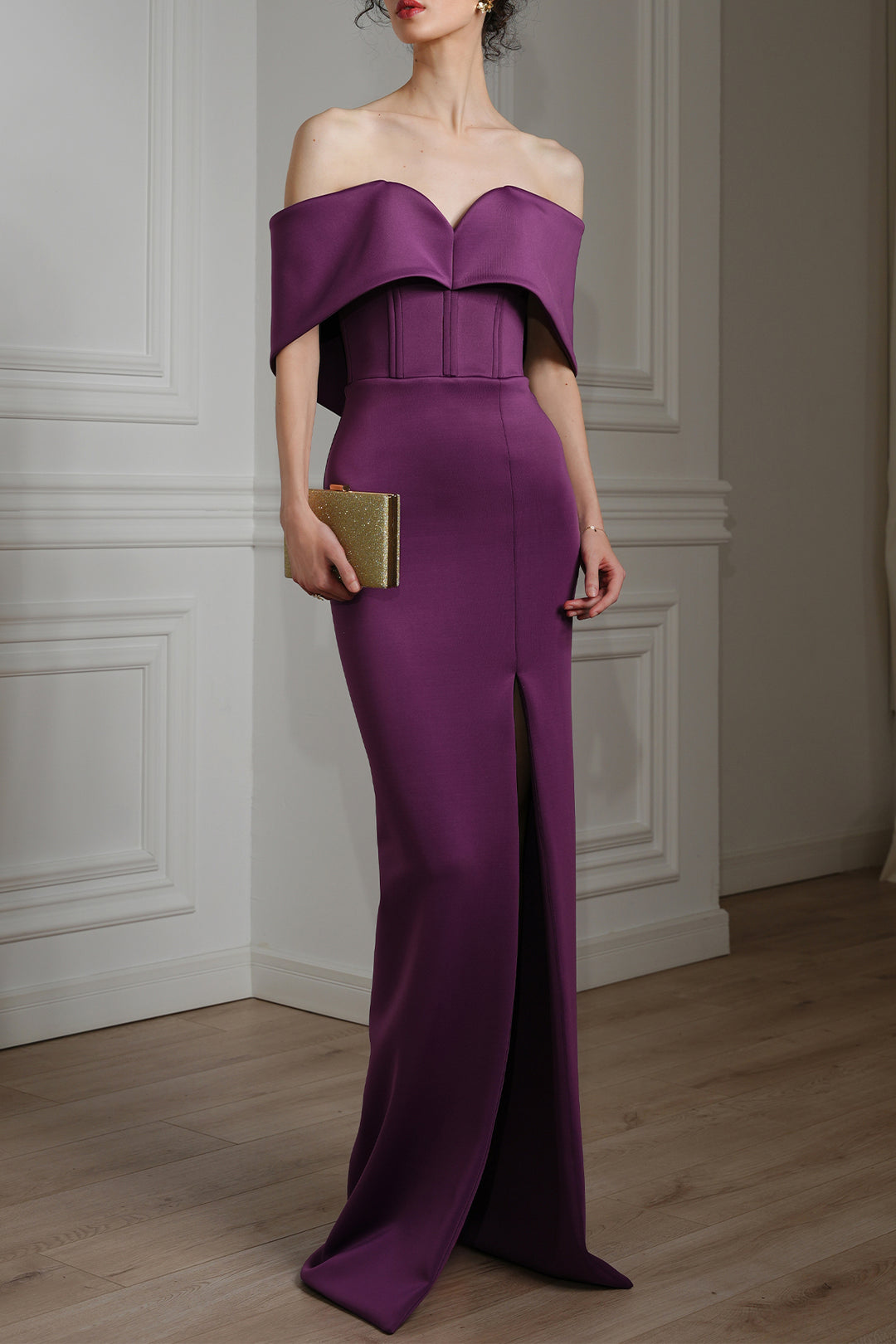 Porter Long Dress In Plum
