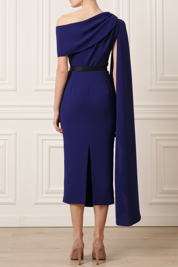 Karen One-Shoulder Midi Dress In Royal Blue