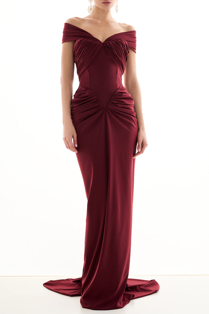 Adara Long Dress In Burgundy