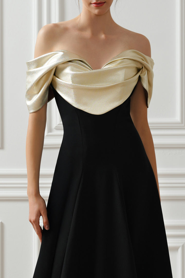 Kylie Long Dress In Black-Gold