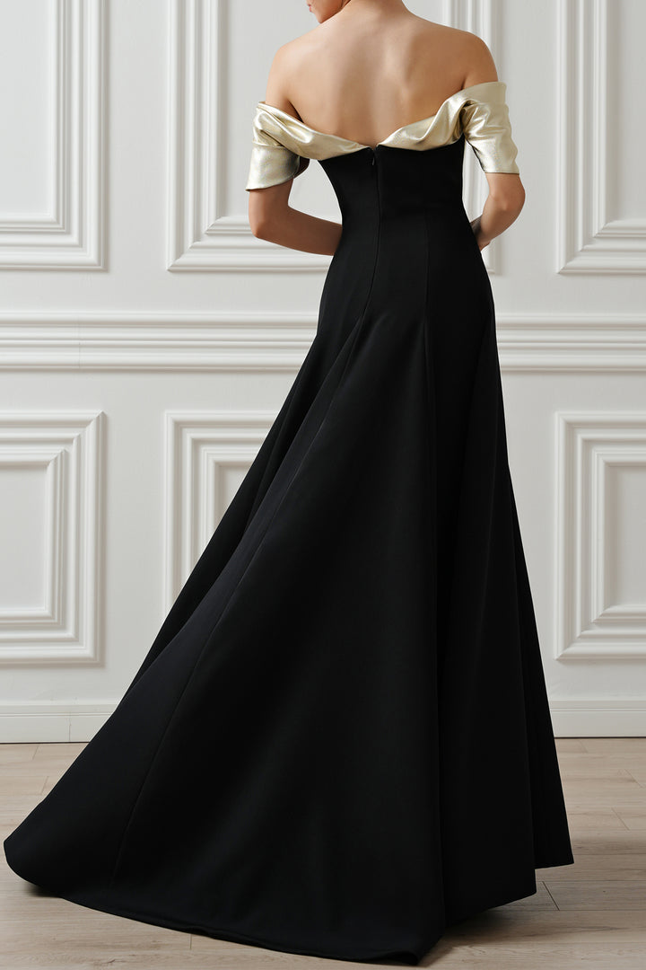 Kylie Long Dress In Black-Gold