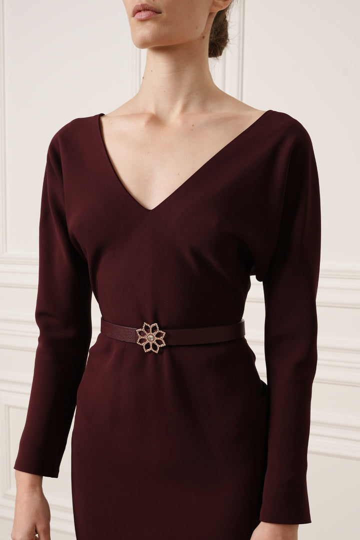 Thea Midi Dress In Burgundy