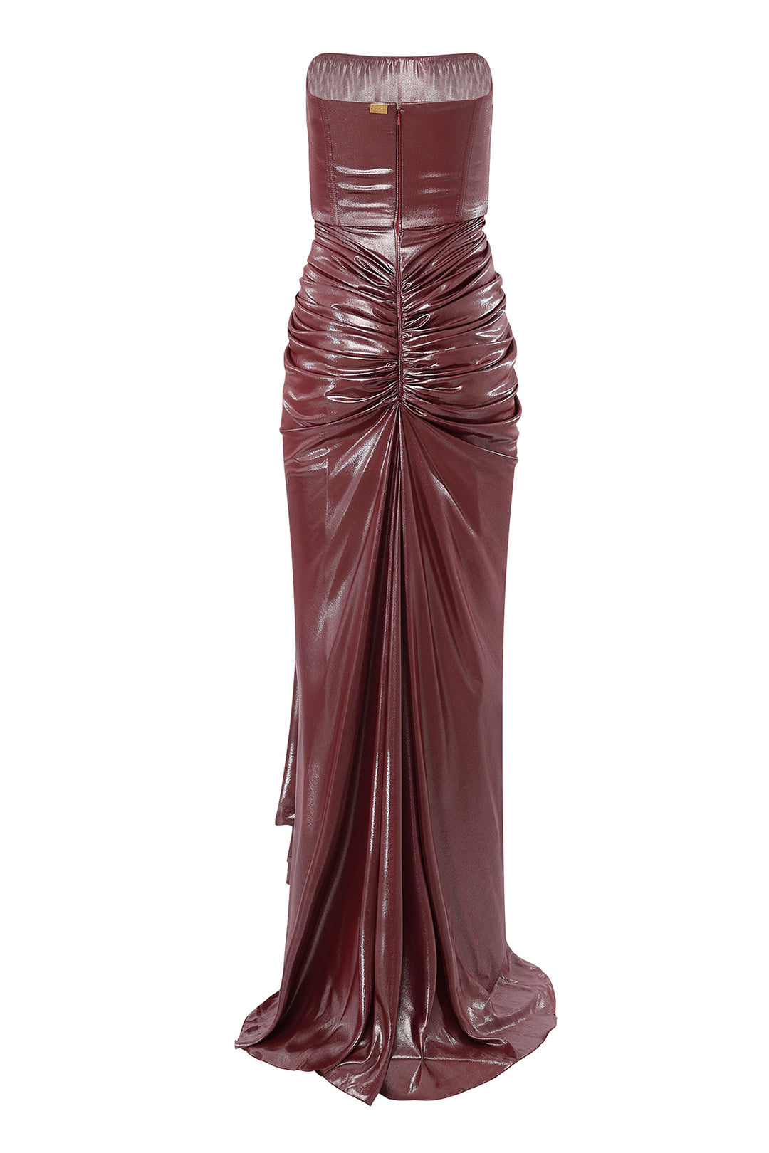 Zaira Glossy Long Dress In Auburn