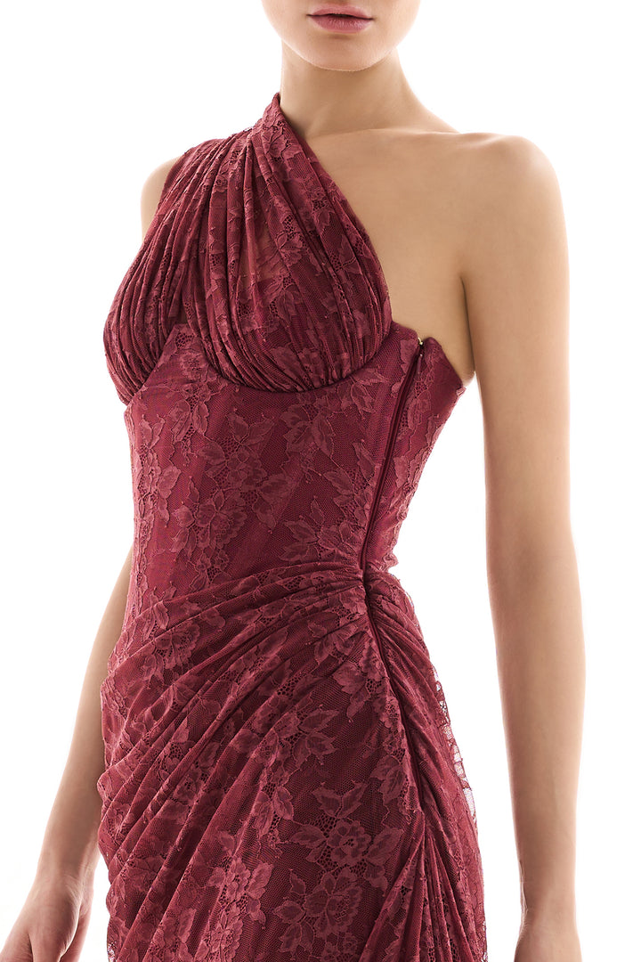Azra Lace Dress In Burgundy