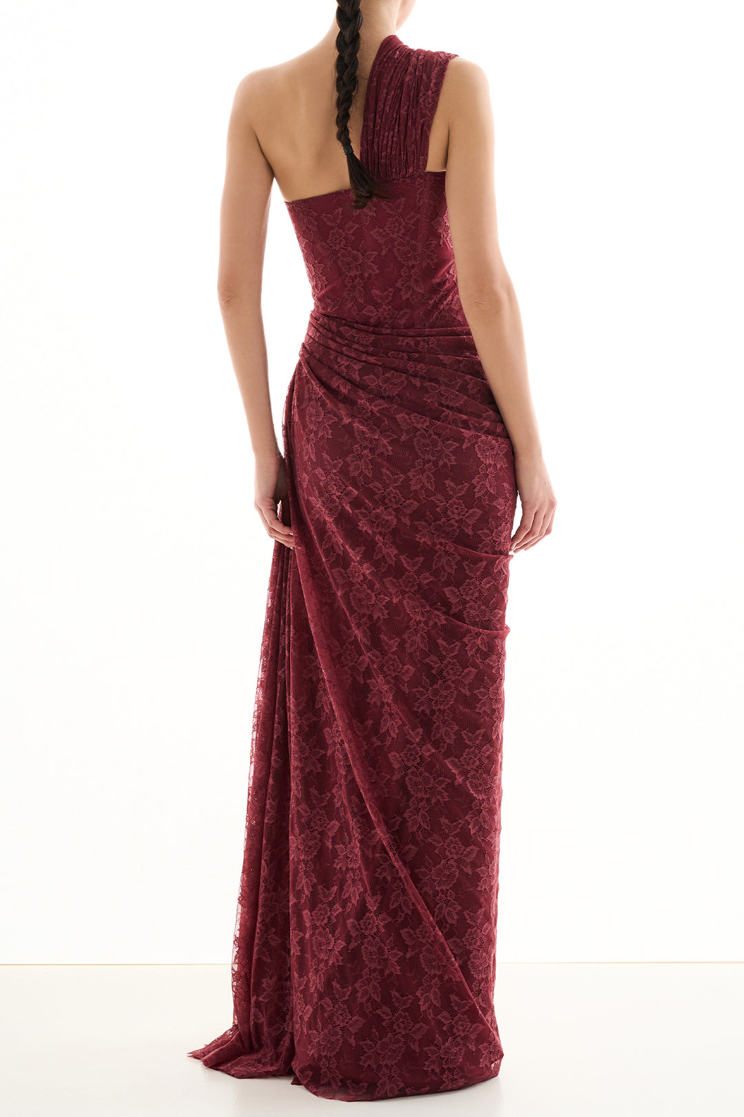 Azra Lace Dress In Burgundy