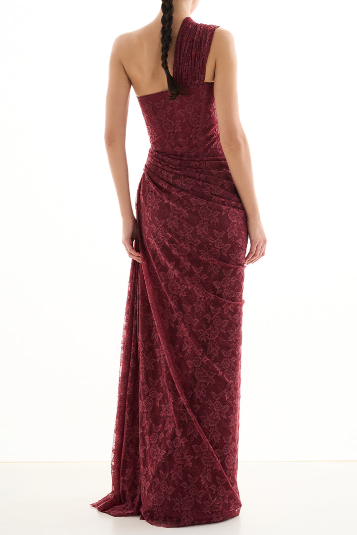 Azra Lace Dress In Burgundy