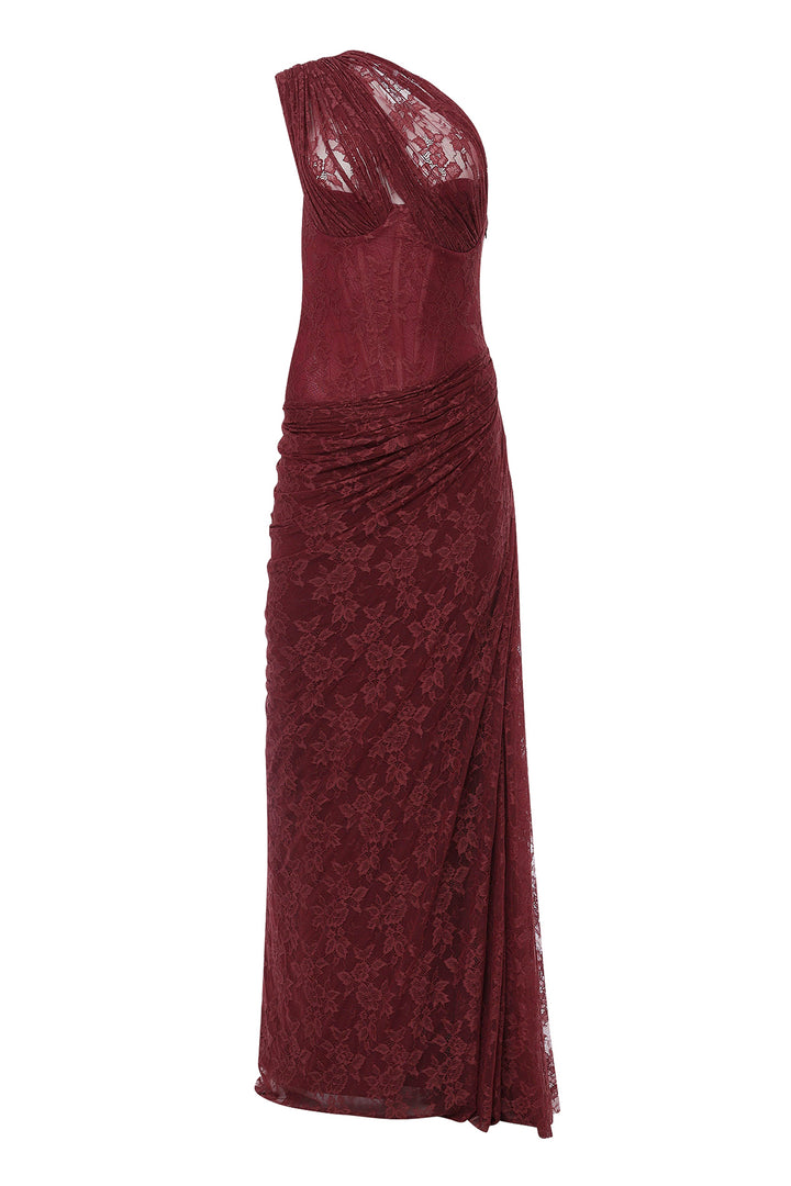 Azra Lace Dress In Burgundy