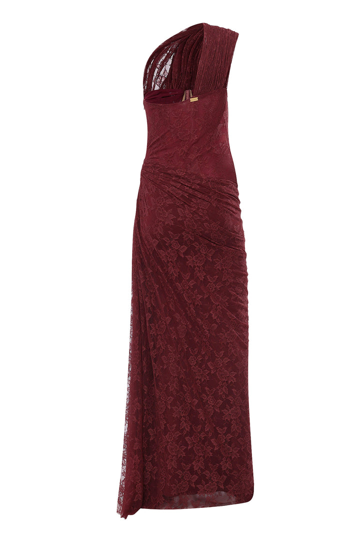 Azra Lace Dress In Burgundy