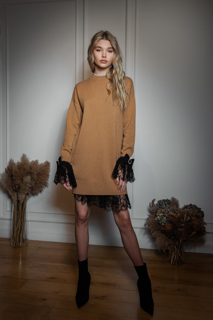Aniel Open Back Wool and Cashmere-blend Dress