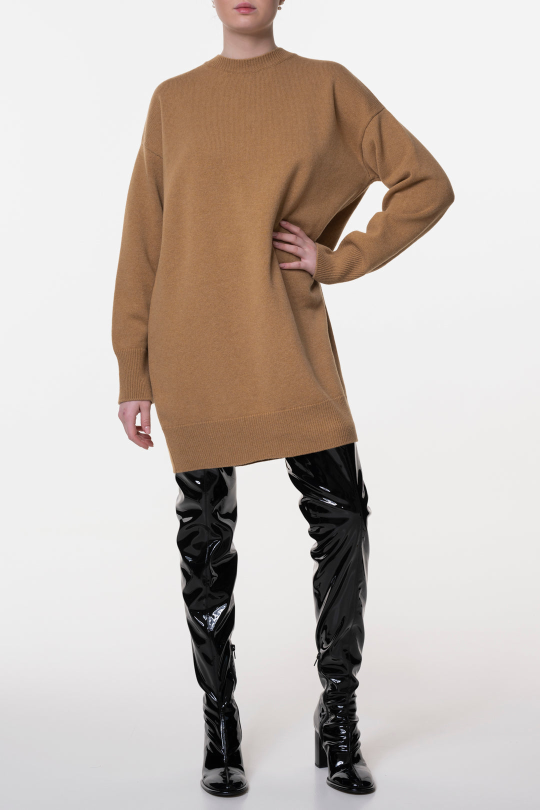 Aniel Open Back Wool and Cashmere-blend Dress