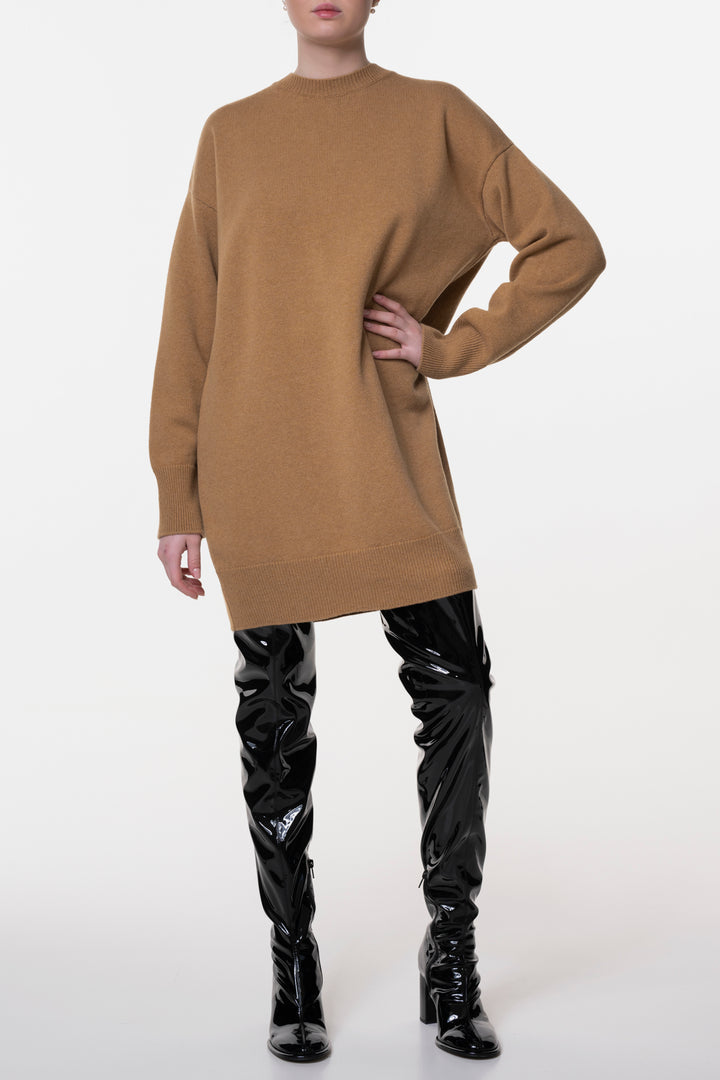Aniel Open Back Wool and Cashmere-blend Dress