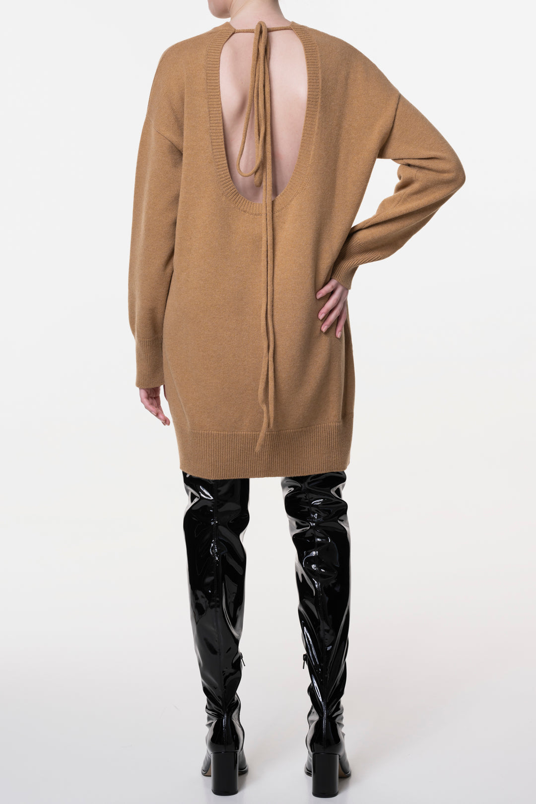 Aniel Open Back Wool and Cashmere-blend Dress