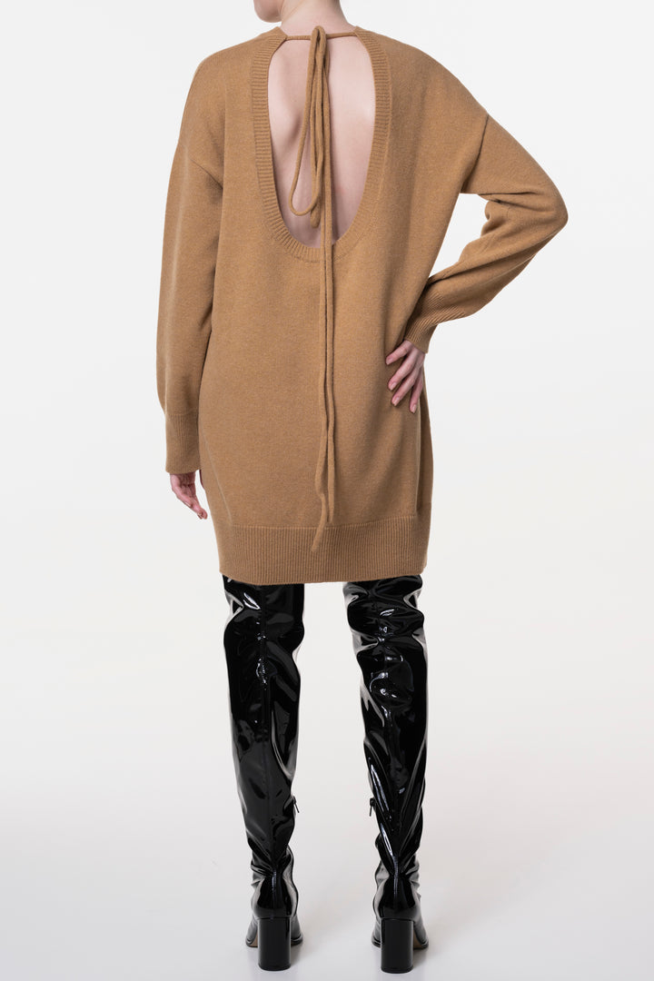 Aniel Open Back Wool and Cashmere-blend Dress