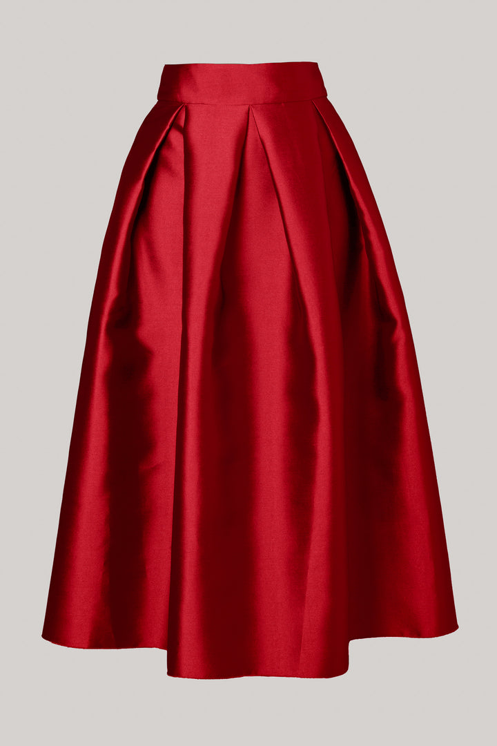 Jasmine Structured Mikado Skirt In True Red