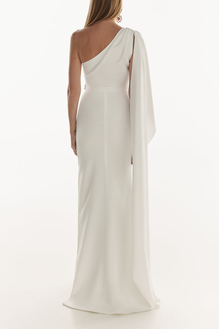 Alba Crepe Long Dress In Ivory