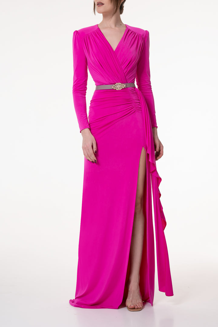 Kadija Long Fuchsia Jersey Dress