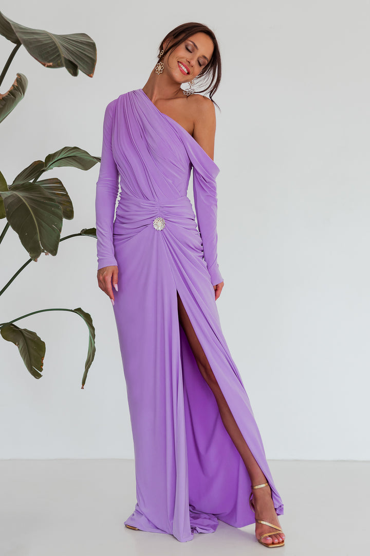 Zeina Jersey Long Dress In Lilac