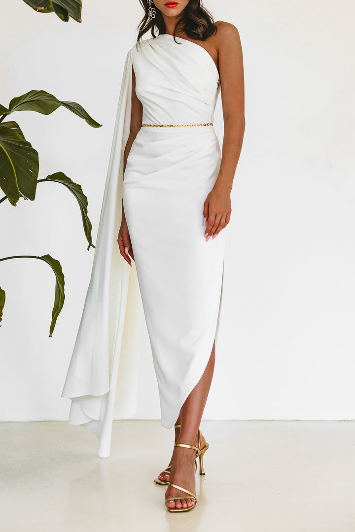 Kelly Ivory Crepe Ankle Length Dress