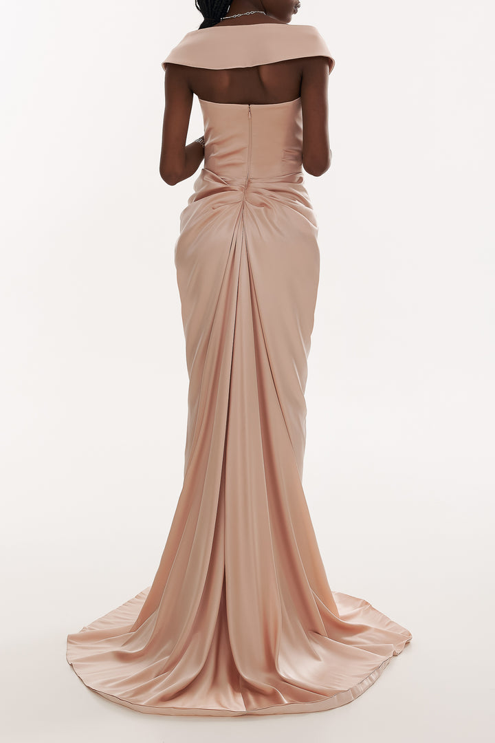 Athena Silk Long Dress In Blush