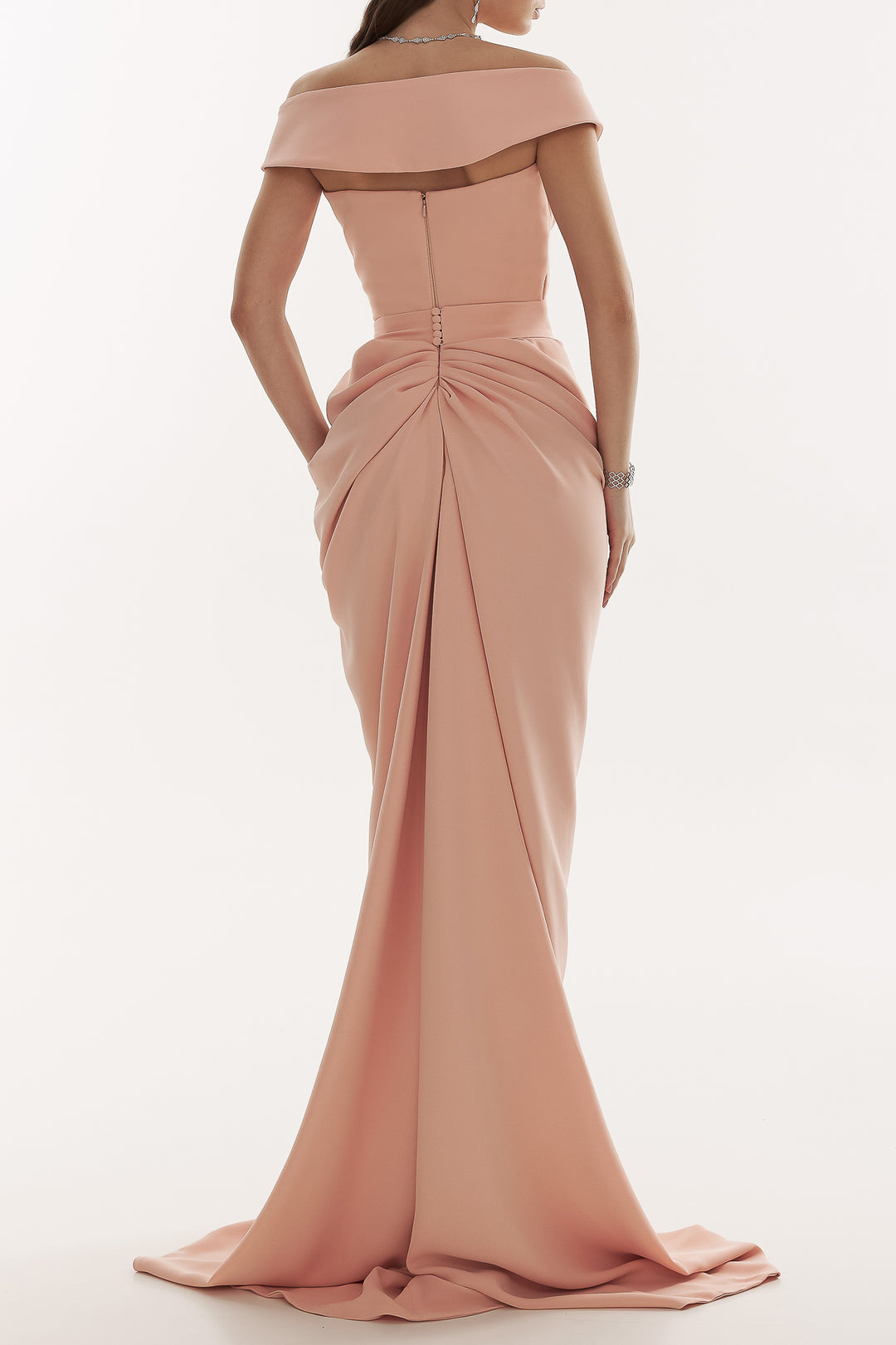 Athena Crepe Long Dress In Blush