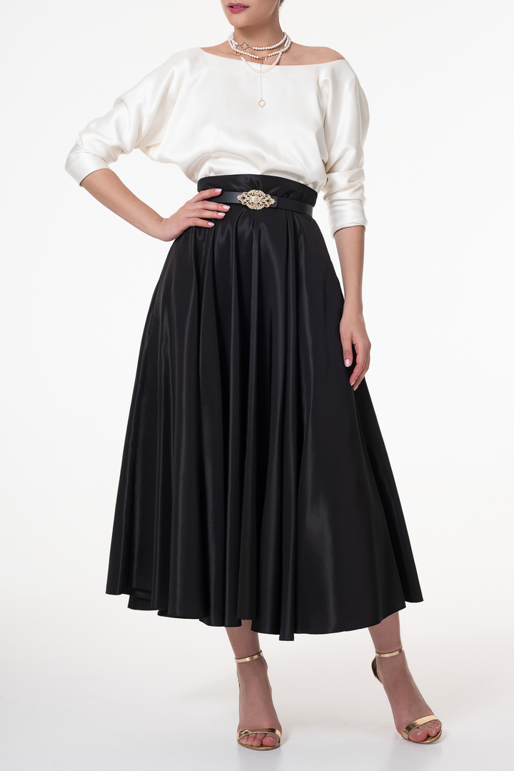 Elegant Satin Blouse In Ivory