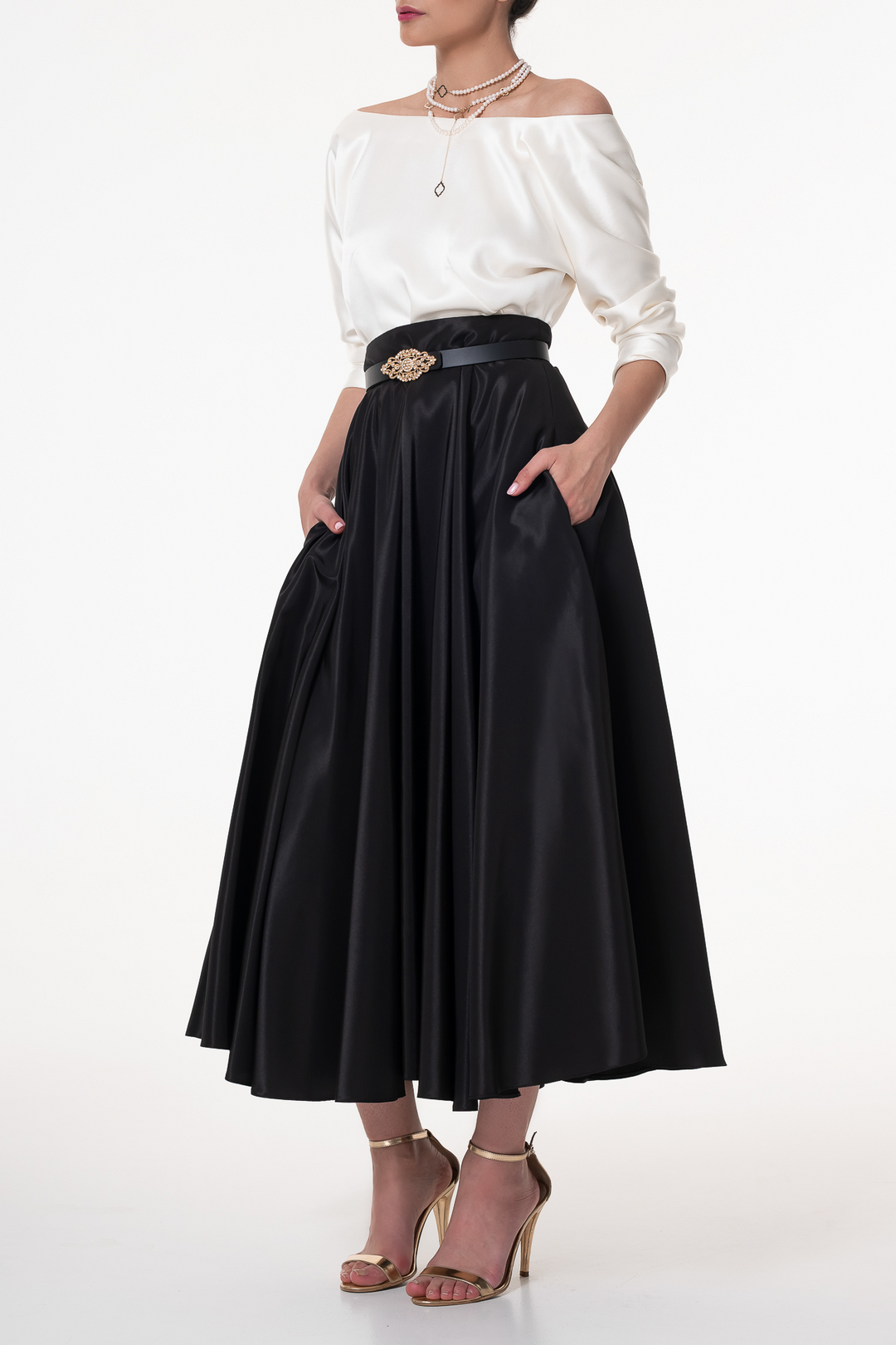 Elegant Satin Blouse In Ivory