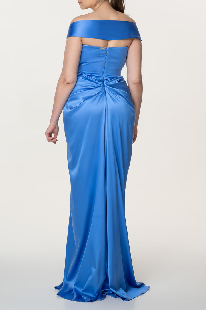 Athena Silk Long Dress In Sapphire