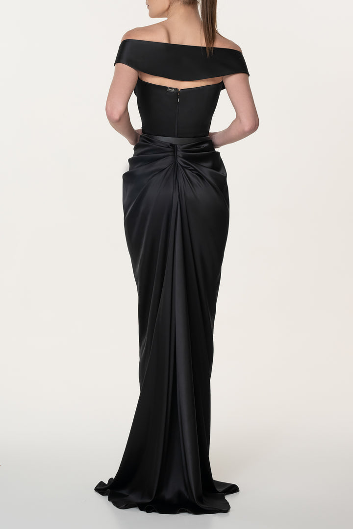 Athena Silk Long Dress In Black