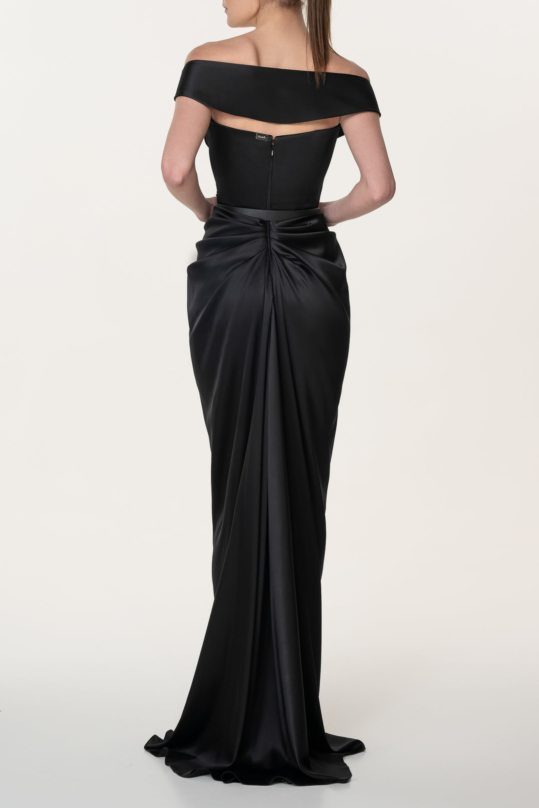 Athena Black Silk Long Dress