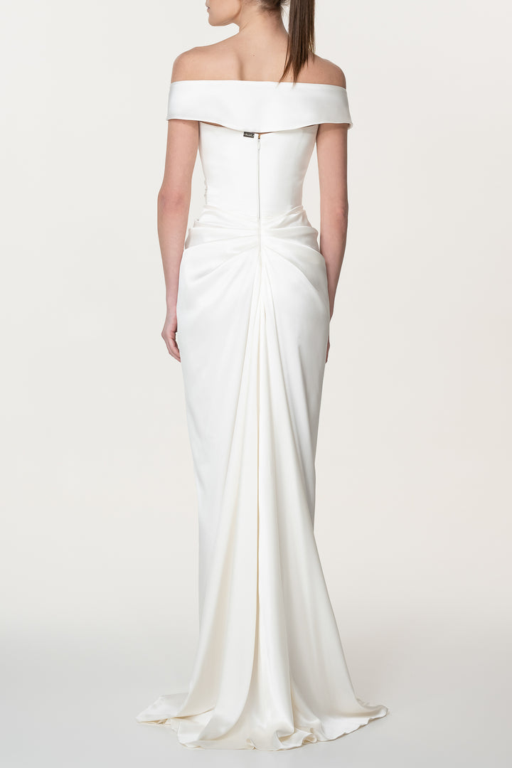Athena Silk Long Dress In Ivory