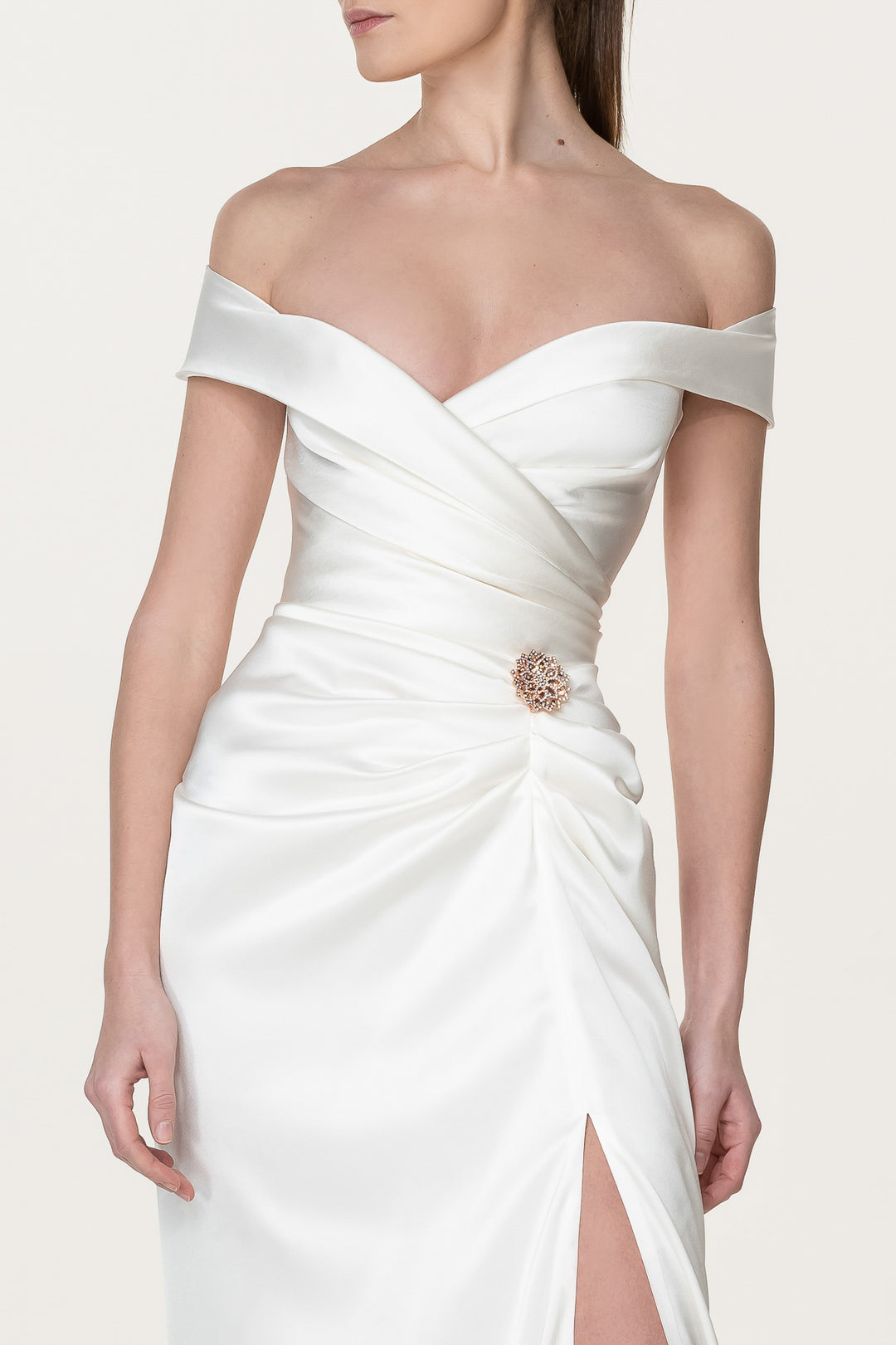 Athena Silk Long Dress In Ivory