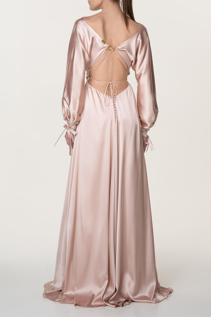 June Blush Silk Long Dress
